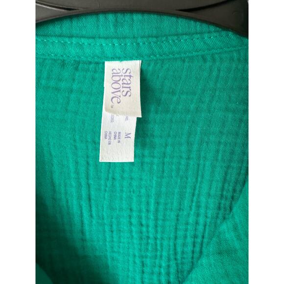 NWT Women’s 100% Cotton Gauze Short Sleeve Notch Collar Green Shirt Sz M - Picture 6 of 6